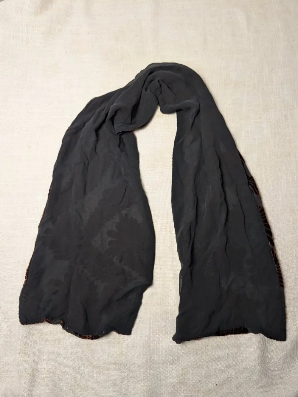 Velvet Burnout Rusty Red Scarf 10